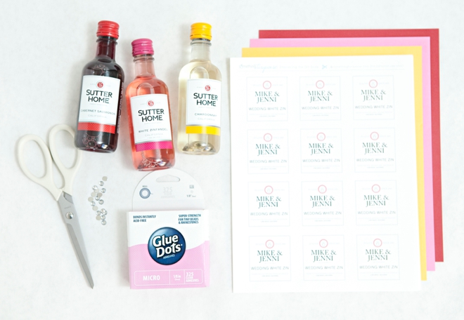 DIY mini-wine bottle wedding favors