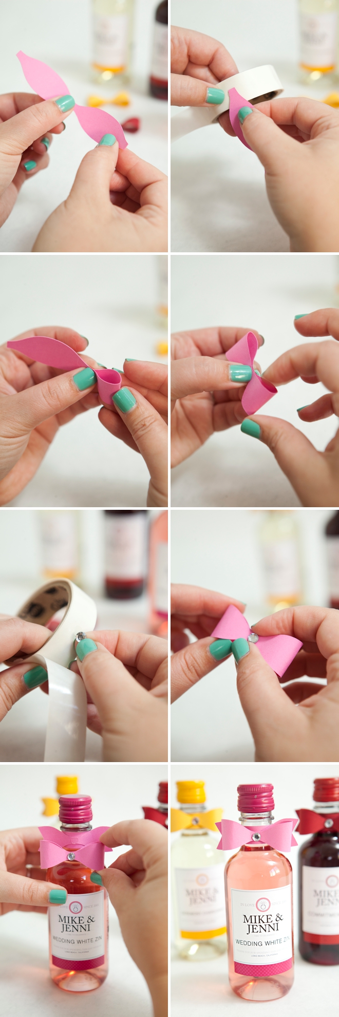 DIY mini-wine bottle wedding favors