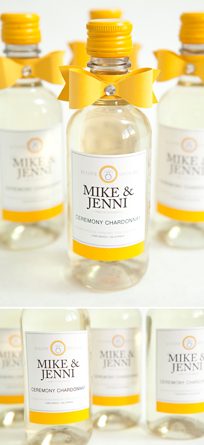 DIY mini-wine bottle wedding favors