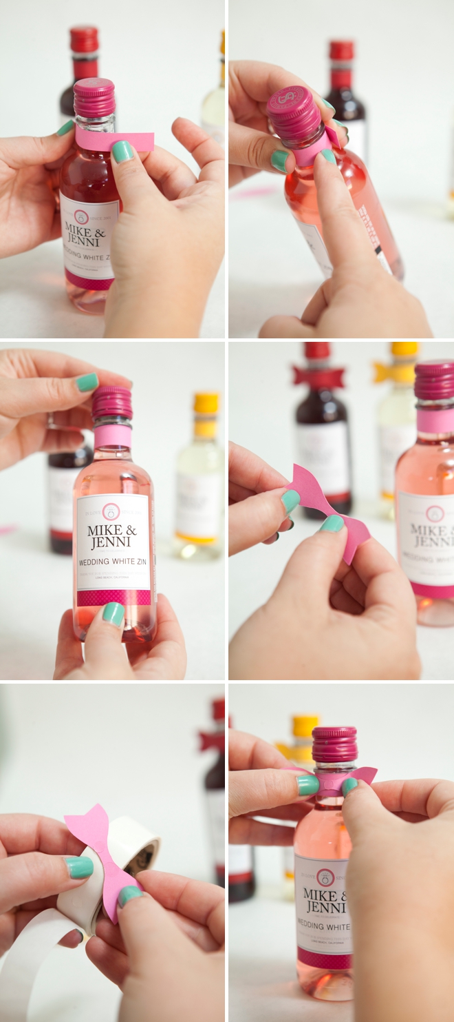 DIY mini-wine bottle wedding favors
