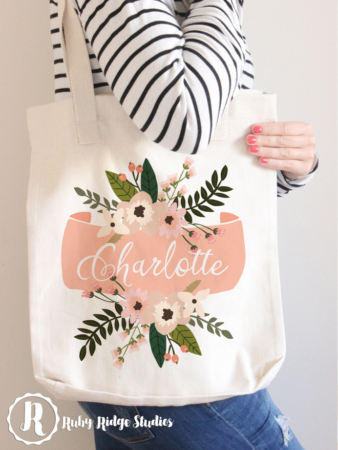 Custom Floral Tote Bag from Ruby Ridge Studios